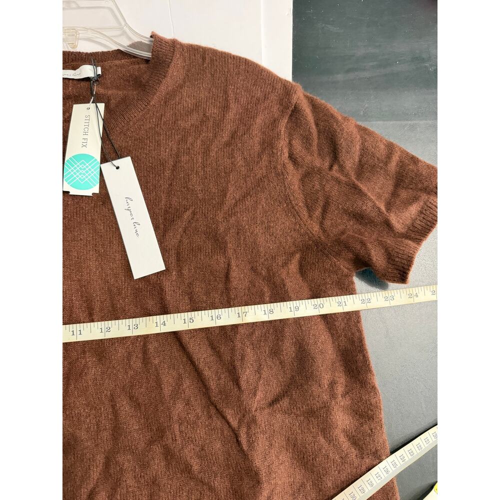 Harper Lane Carter Crewneck Short Sleeve Sweater Brown XL 100% Cashmere NWT - Picture 5 of 10